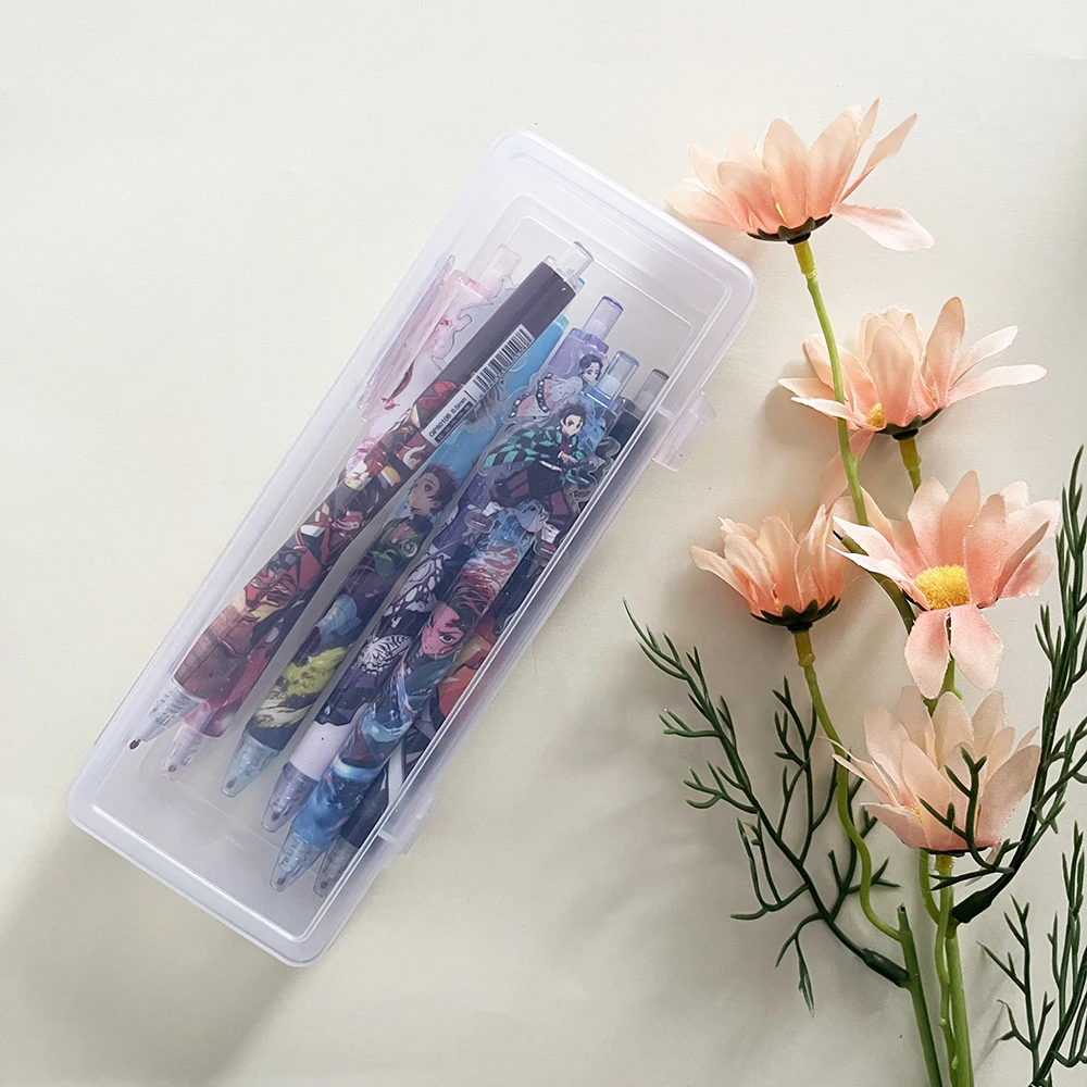 6pcs Kawaii 0.5mm Black Gel Pens Set Demon Slayer Cute Cartoon Anime School Office Supplies Gifts