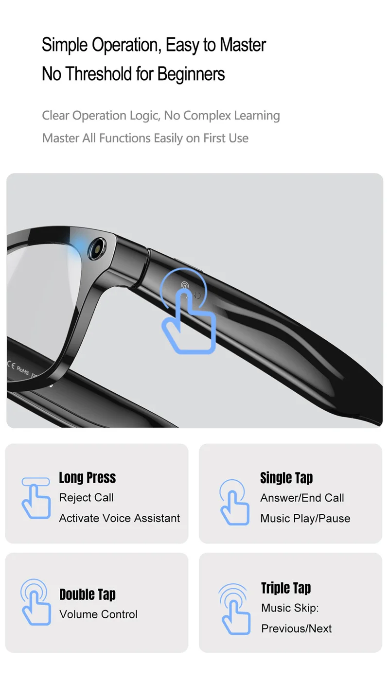 2026 New 6K HD Color Changing AI Smart Glasses Chat GPT 100MP Camera Bluetooth Call Voice Assistant Control Motorcycle Goggles
