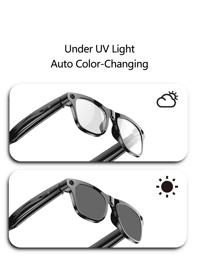 2026 New 6K HD Color Changing AI Smart Glasses Chat GPT 100MP Camera Bluetooth Call Voice Assistant Control Motorcycle Goggles