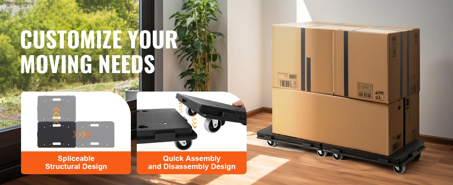 SucceBuy 2 Pack Furniture Mover Pallet Trolley 500 lbs Each Count with 4 Wheels Small Flat Dolly Cart for Industrial Machinery