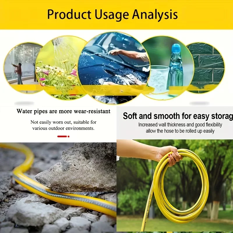 10/20/30m Heavy-Duty Rubber Garden Hose - Scratch & Wear Resistant, Leak-Proof, All-Season for Home, Balcony & Car Washing