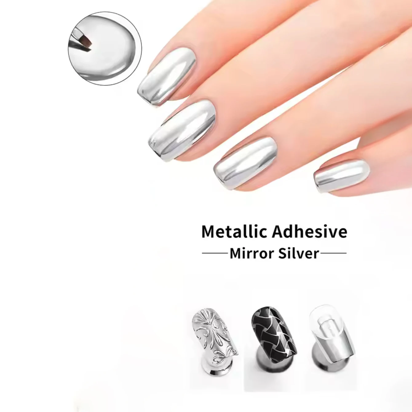 MIANEL Mirror Silver Metallic Painting Gel Nail Polish Soak Off Gel Nail Polish Silver Mirror UV Gel For Home Manicure DIY