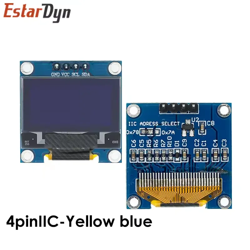 0.96 inch IIC SPI Serial 7/4Pin White/Blue/Yellow Blue/Yellow OLED Display SSD1306 12864 LCD Screen Board for