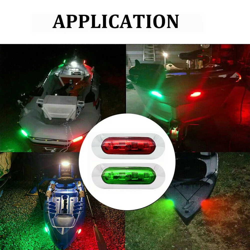  2Pcs Marine Navigation Lights Red Green LED Boat Navigation Light 12-24V Waterproof Sailing Signal Lamp Marine Yacht Light