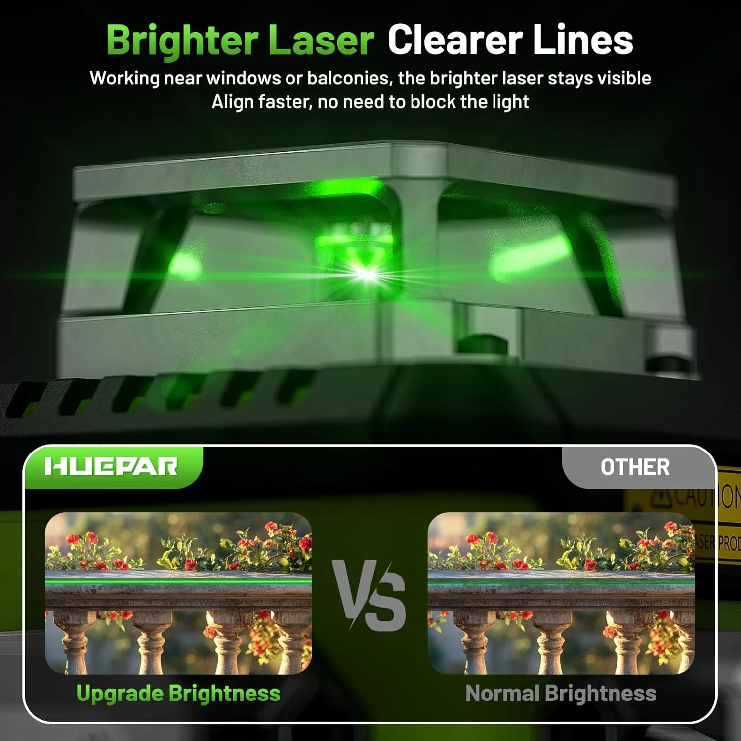 Huepar 3D Laser Level Self Leveling LCD Screen High Brightness Rechargeable Lazer Leveler with Magnetic Bracket Hard Carry Case