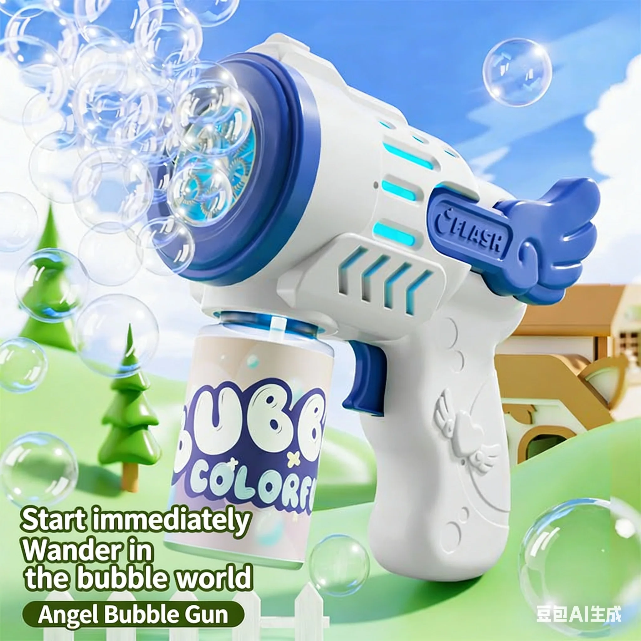 Fully Automatic Bubble Gun Rocket Bubbles Machine Automatic Blower with Bubble Liquid Toy for Kids Beach Outdoor Bubble Gifts