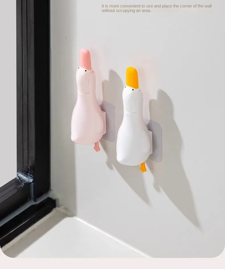 2-in-1 Cute Duck Shaped Double-head Design Cleaning Clip Dust Stain Removal Shovel - Bathroom Cleaner Tool With Drainage Hole