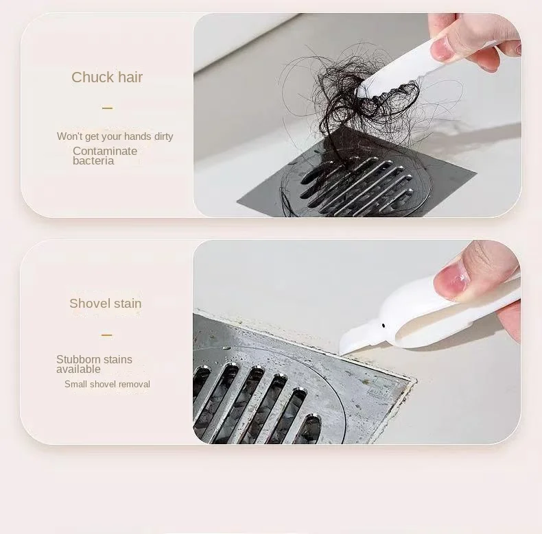 2-in-1 Cute Duck Shaped Double-head Design Cleaning Clip Dust Stain Removal Shovel - Bathroom Cleaner Tool With Drainage Hole