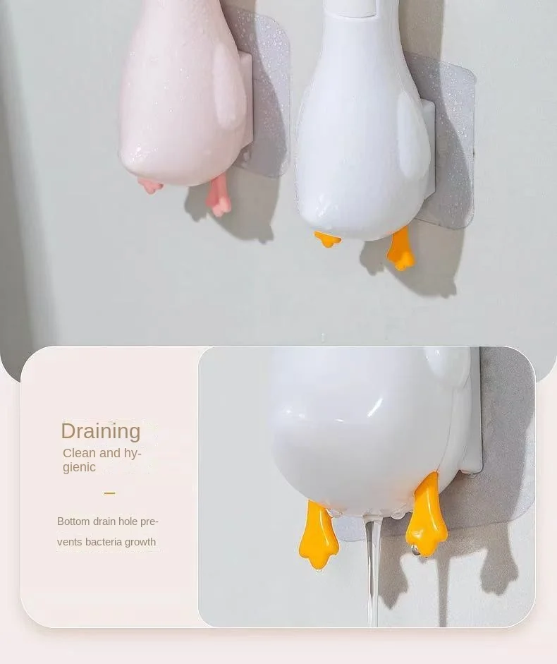 2-in-1 Cute Duck Shaped Double-head Design Cleaning Clip Dust Stain Removal Shovel - Bathroom Cleaner Tool With Drainage Hole