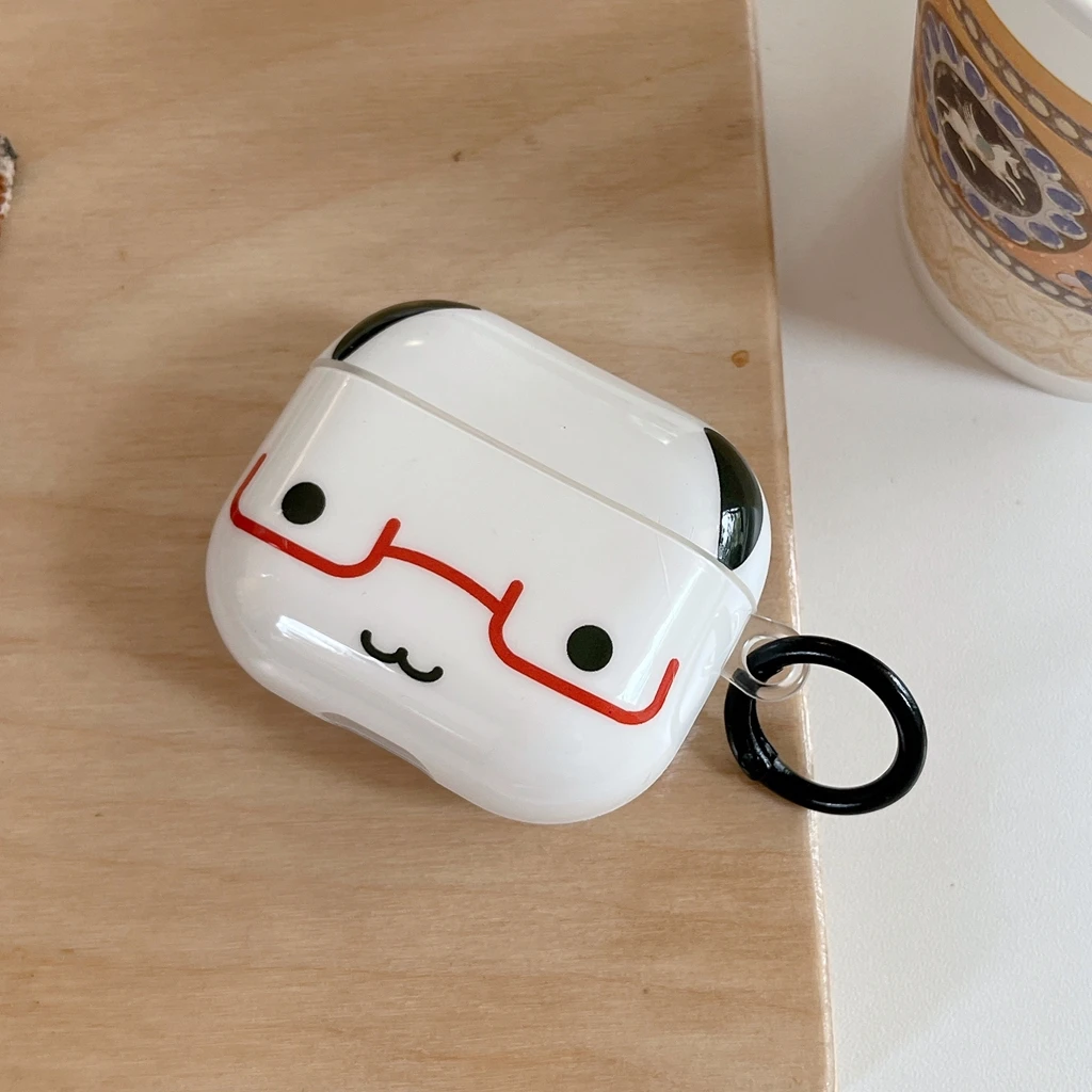 Funng Cute Glasses-wearing Little Animal Glossy Surface Earphones Protective Cover Case for AirPods 1 or 2 3 4 Pro Pro2 Pro3