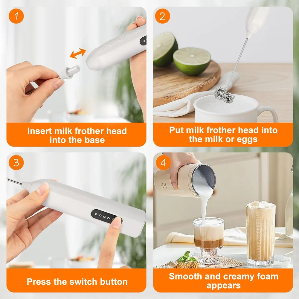 Milk Frother Egg Beater Mini Coffee Whisk Mixer Rechargeable Electric Milk Frother Wireless Milk Foamer Maker Handheld Stirrer