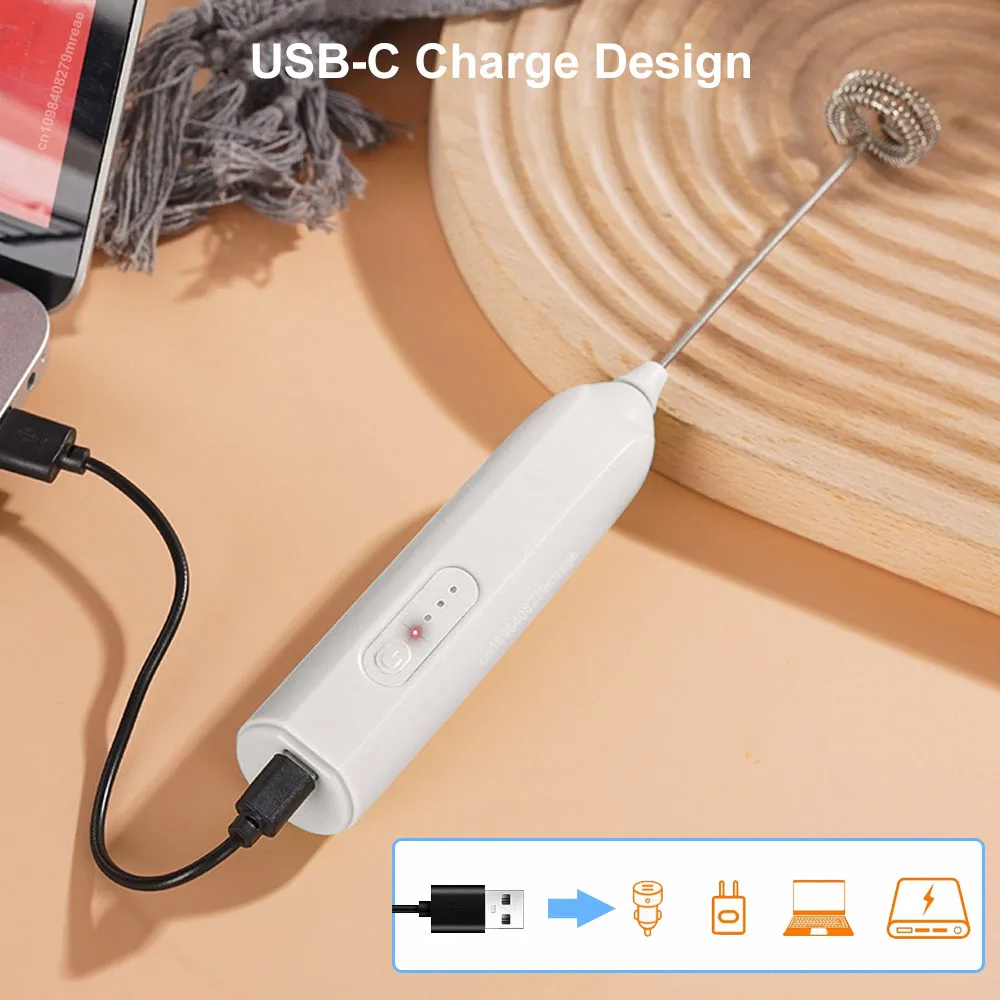 Milk Frother Egg Beater Mini Coffee Whisk Mixer Rechargeable Electric Milk Frother Wireless Milk Foamer Maker Handheld Stirrer