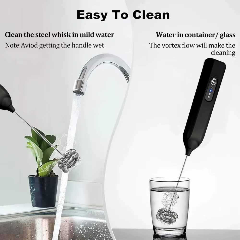 Milk Frother Egg Beater Mini Coffee Whisk Mixer Rechargeable Electric Milk Frother Wireless Milk Foamer Maker Handheld Stirrer
