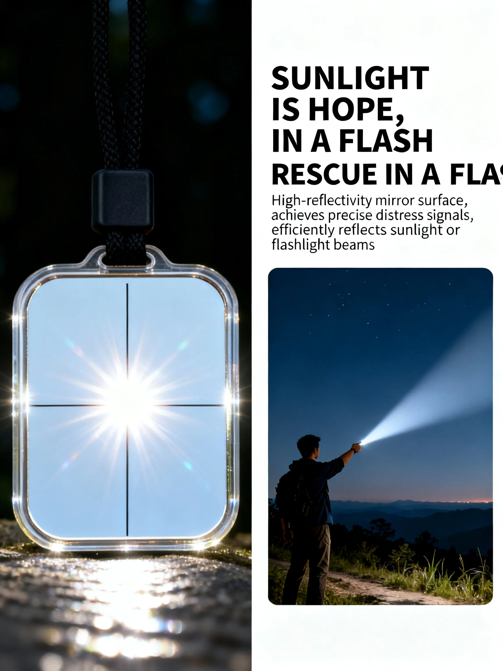 1PC Outdoor Survival Reflective Signal Mirror for Hiking Camping Emergency Practical Daylight Reflective Tool First Aid Supplies