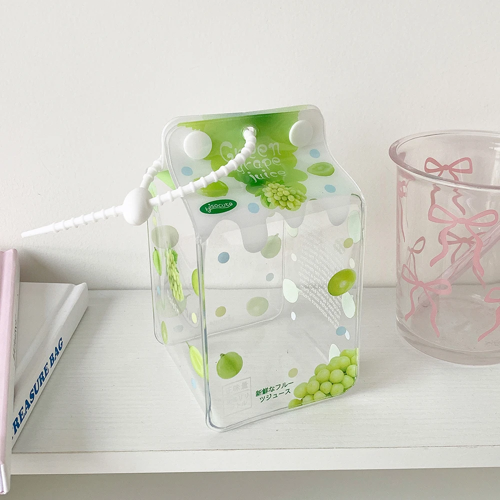 INS Korean Fashion Cute Milk Box Transparent Doll Bag Trendy Girls Figure Display Pendant Storage Decoration Accessories Gifts