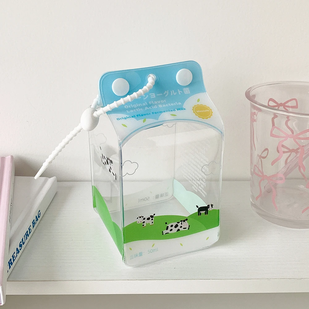 INS Korean Fashion Cute Milk Box Transparent Doll Bag Trendy Girls Figure Display Pendant Storage Decoration Accessories Gifts