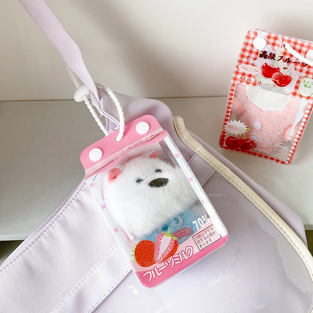 INS Korean Fashion Cute Milk Box Transparent Doll Bag Trendy Girls Figure Display Pendant Storage Decoration Accessories Gifts
