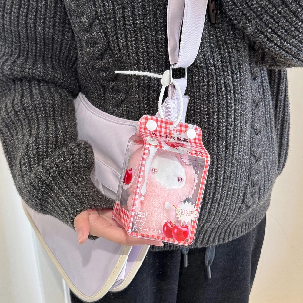 INS Korean Fashion Cute Milk Box Transparent Doll Bag Trendy Girls Figure Display Pendant Storage Decoration Accessories Gifts