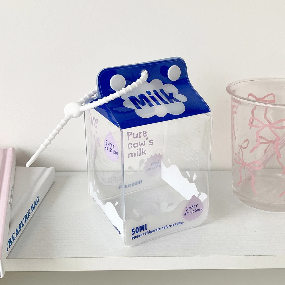 INS Korean Fashion Cute Milk Box Transparent Doll Bag Trendy Girls Figure Display Pendant Storage Decoration Accessories Gifts