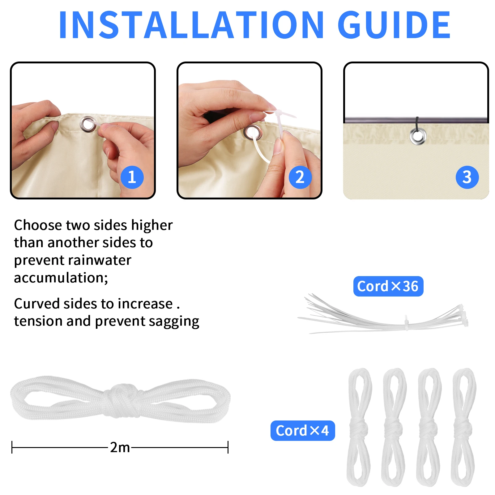 Waterproof Shade Cloth with Grommets Camping Tent Tarp Shade Cover Hammock Rain Canopy for Camping Hiking Awning Sun Shelter