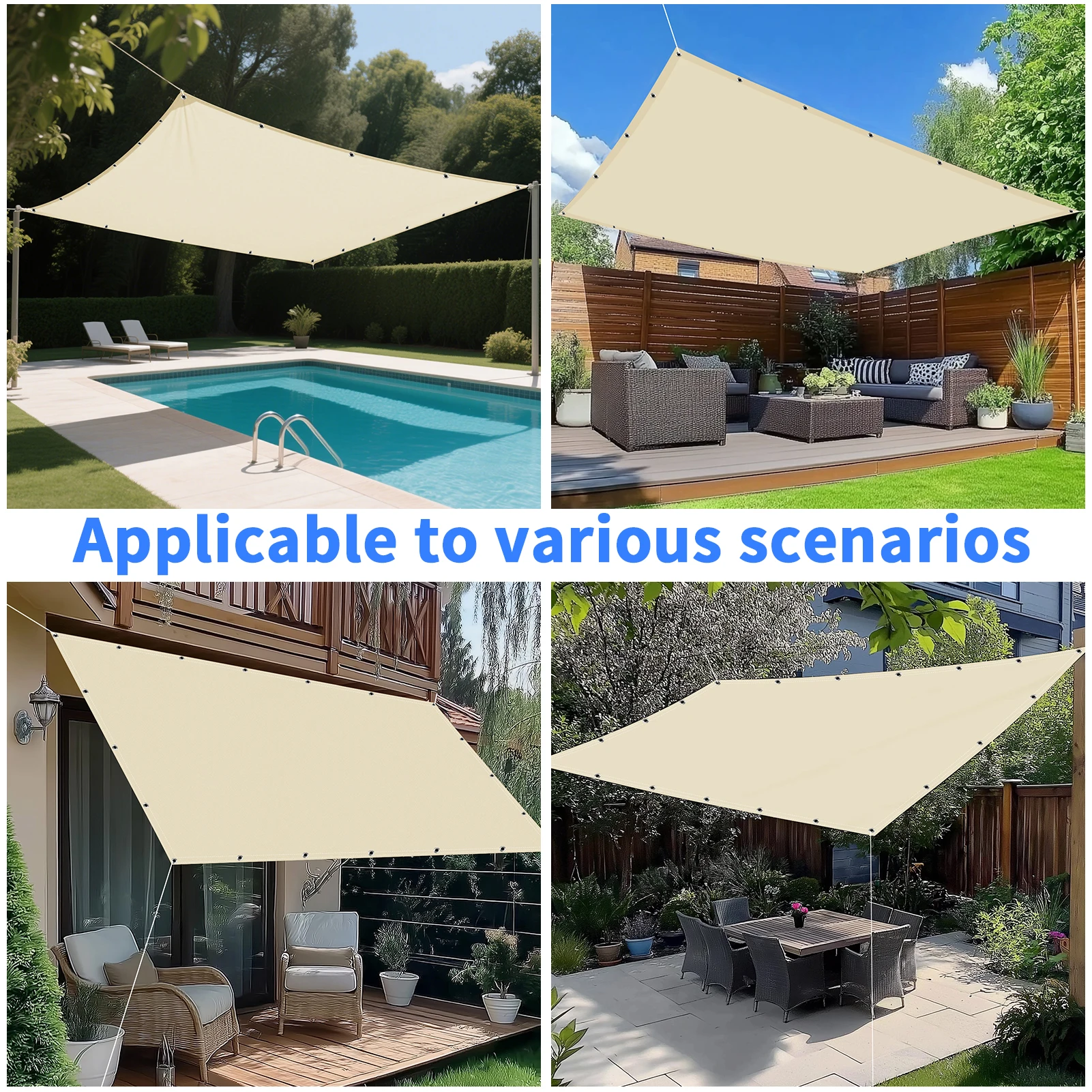 Waterproof Shade Cloth with Grommets Camping Tent Tarp Shade Cover Hammock Rain Canopy for Camping Hiking Awning Sun Shelter