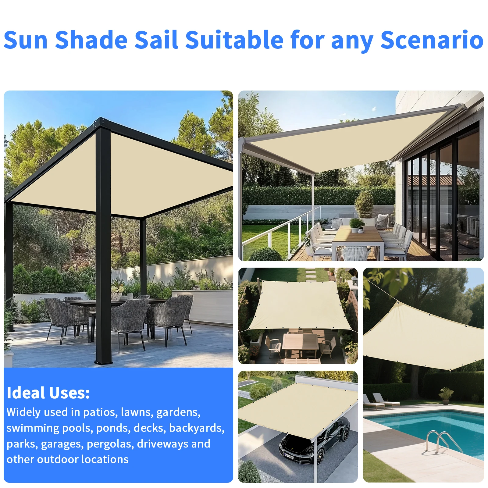 Waterproof Shade Cloth with Grommets Camping Tent Tarp Shade Cover Hammock Rain Canopy for Camping Hiking Awning Sun Shelter