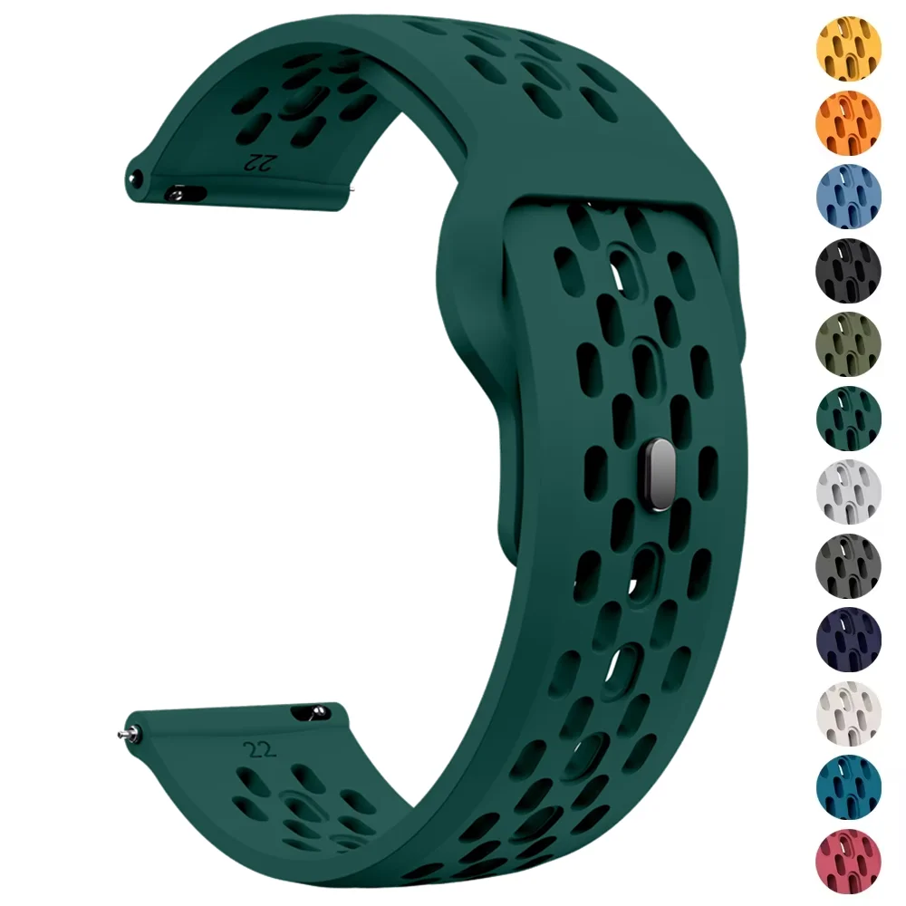 18mm 20mm 22mm Silicone Strap for Garmin Venu 4 3 3s Sq 2 Plus/Active 6/5 Breathable Bracelet for Garmin Forerunner 570/165/265S