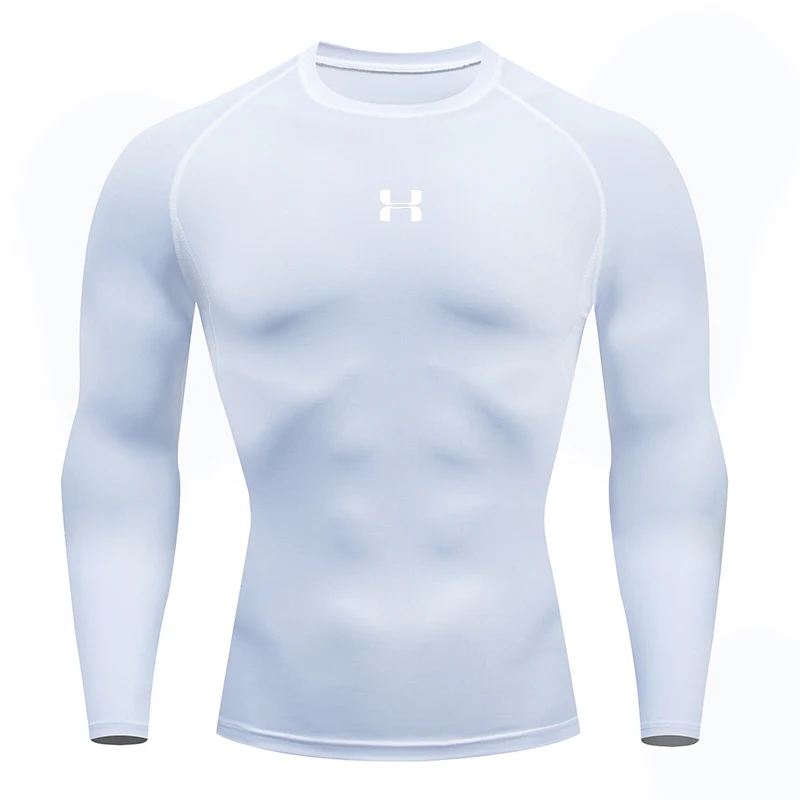 Men's Compression Long Sleeve Shirt Quick Dry Muscle Fit Athletic Top for Workout Training Bodybuilding Running Fitness Sports