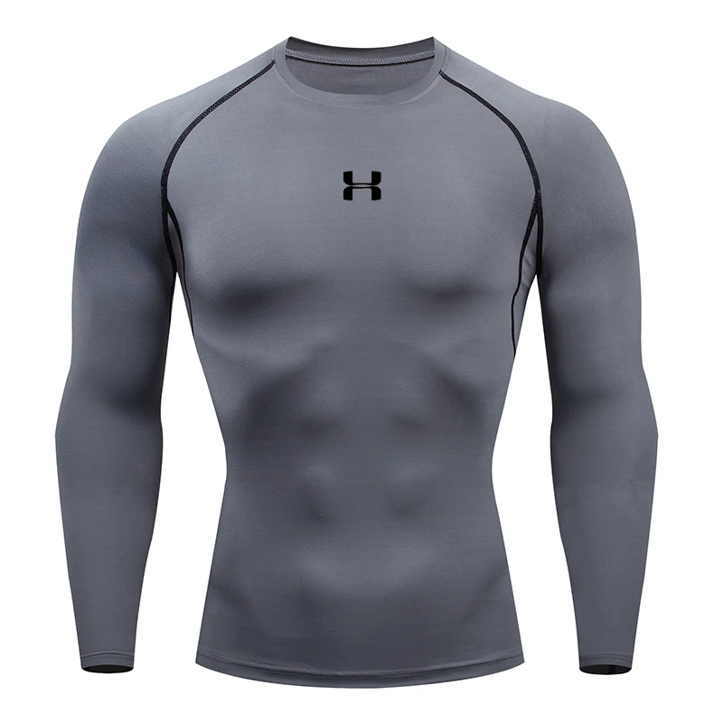 Men's Compression Long Sleeve Shirt Quick Dry Muscle Fit Athletic Top for Workout Training Bodybuilding Running Fitness Sports