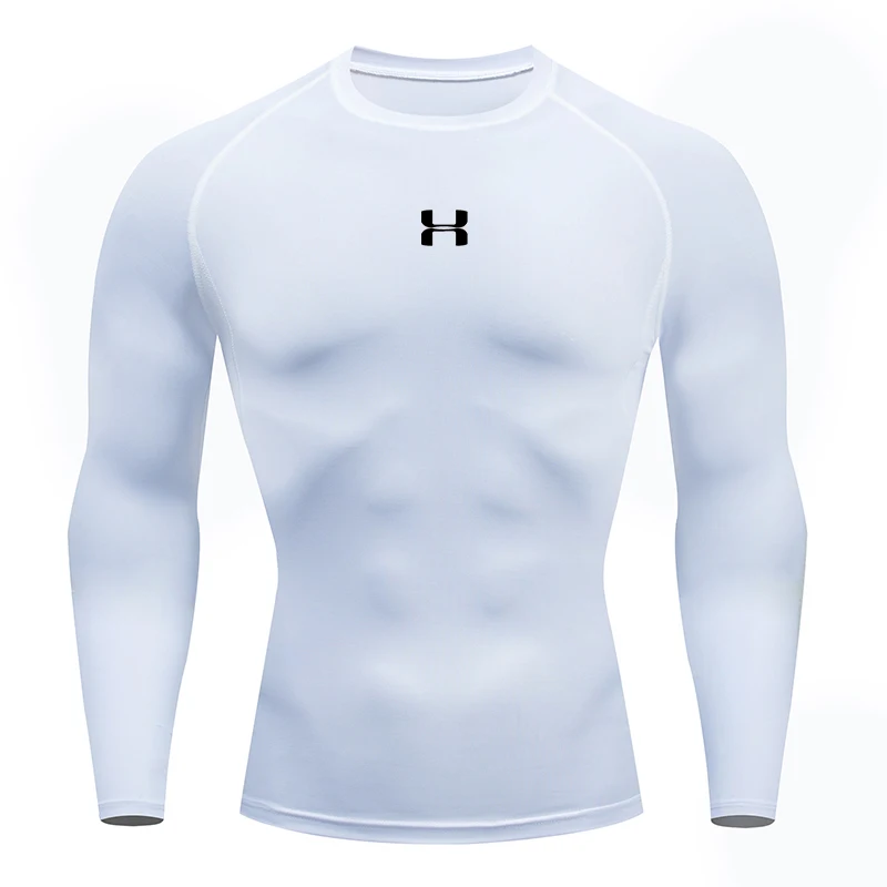 Men's Compression Long Sleeve Shirt Quick Dry Muscle Fit Athletic Top for Workout Training Bodybuilding Running Fitness Sports