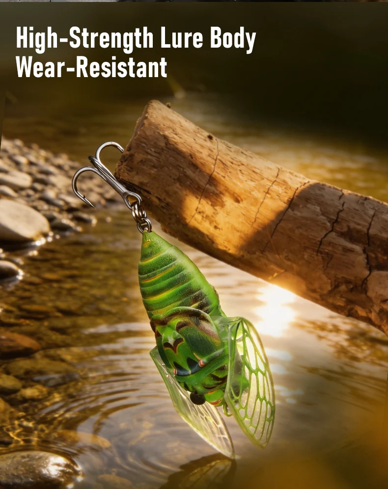Kingdom 2026 New Cicada Topwater Lure With Wings 21mm 1.6g 27mm 2.4g Simulation Insects Hard Bait For Freshwater Bass Fishing