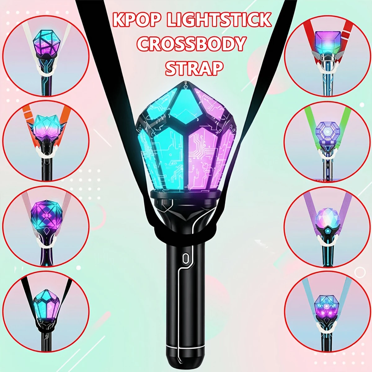 K-POP Crossbody Light Stick Strap Lanyard, Solid Color Light Stick Strap, Adjustable, Designed Specifically for Fan Gatherings
