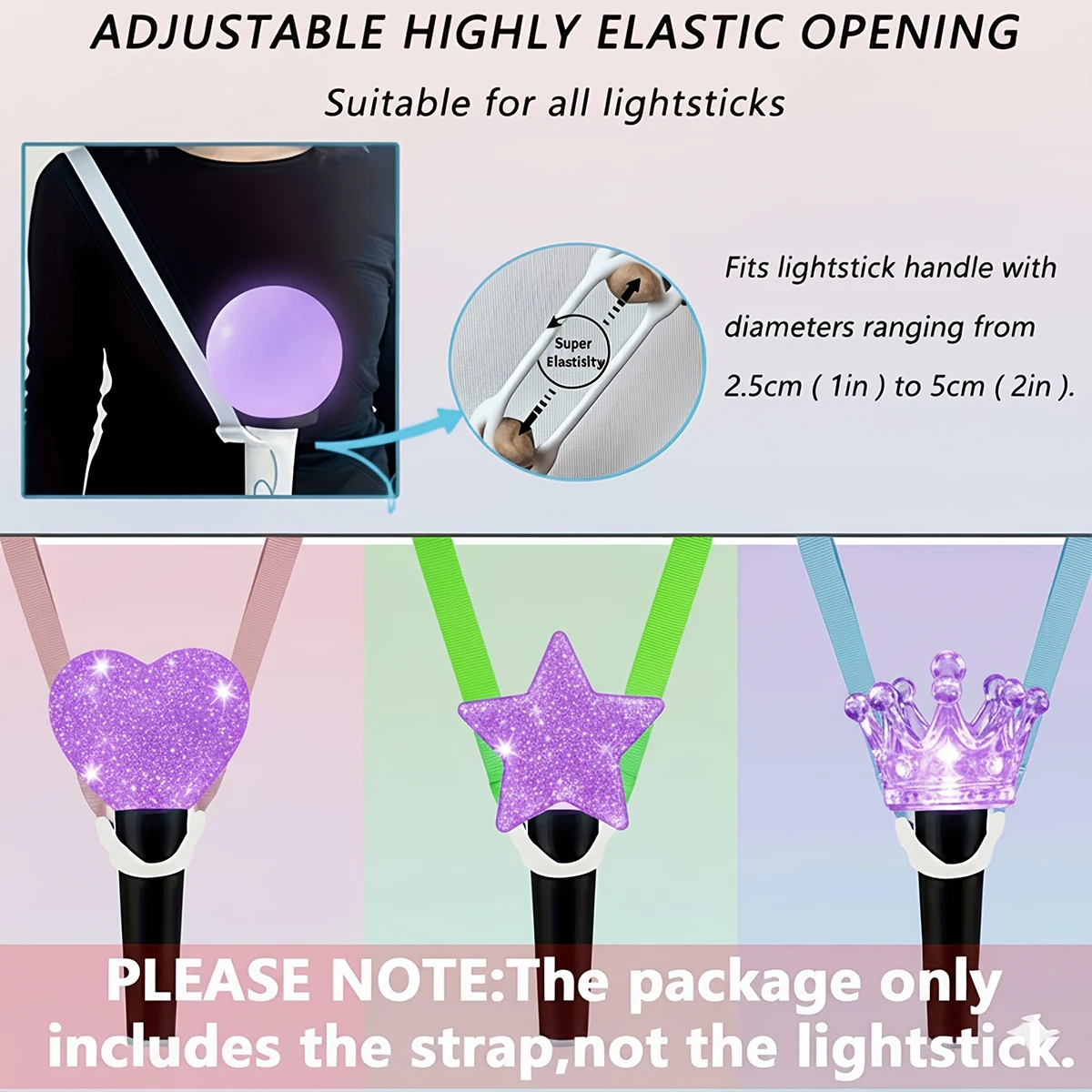 K-POP Crossbody Light Stick Strap Lanyard, Solid Color Light Stick Strap, Adjustable, Designed Specifically for Fan Gatherings
