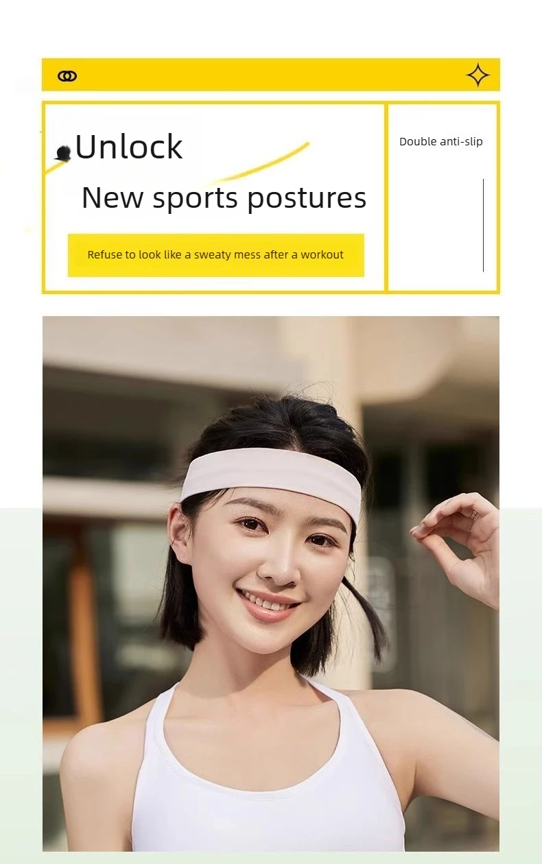 Outdoor Sports Yoga Fitness Running Men's Headband Women's Non-Slip Sweat-Absorbent Breathable Hairband for Training