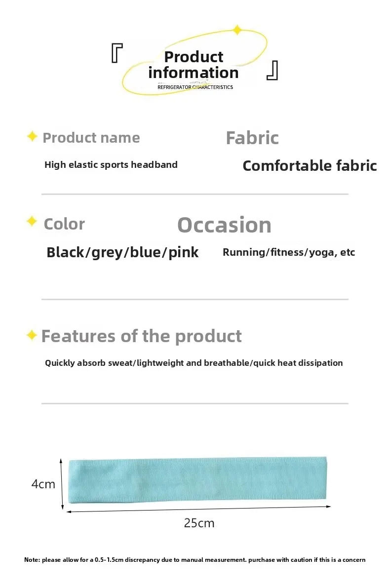 Outdoor Sports Yoga Fitness Running Men's Headband Women's Non-Slip Sweat-Absorbent Breathable Hairband for Training