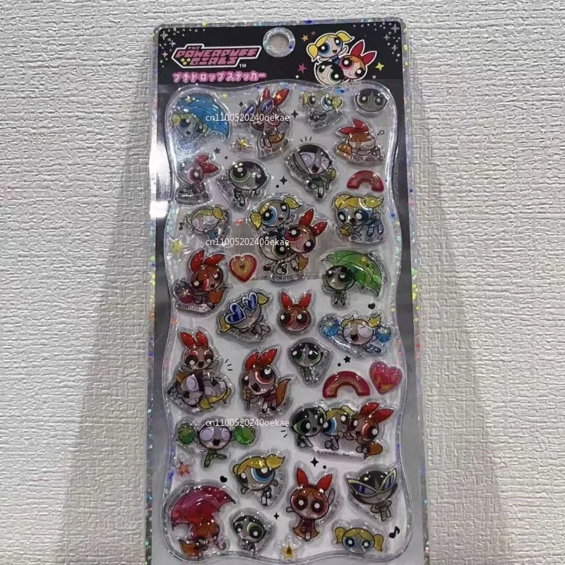 Kawaii The Powerpuff Girls Stickers Cartoon Creative Phone Case Transparent Sticker Hand Account Material Friend Birthday Gift
