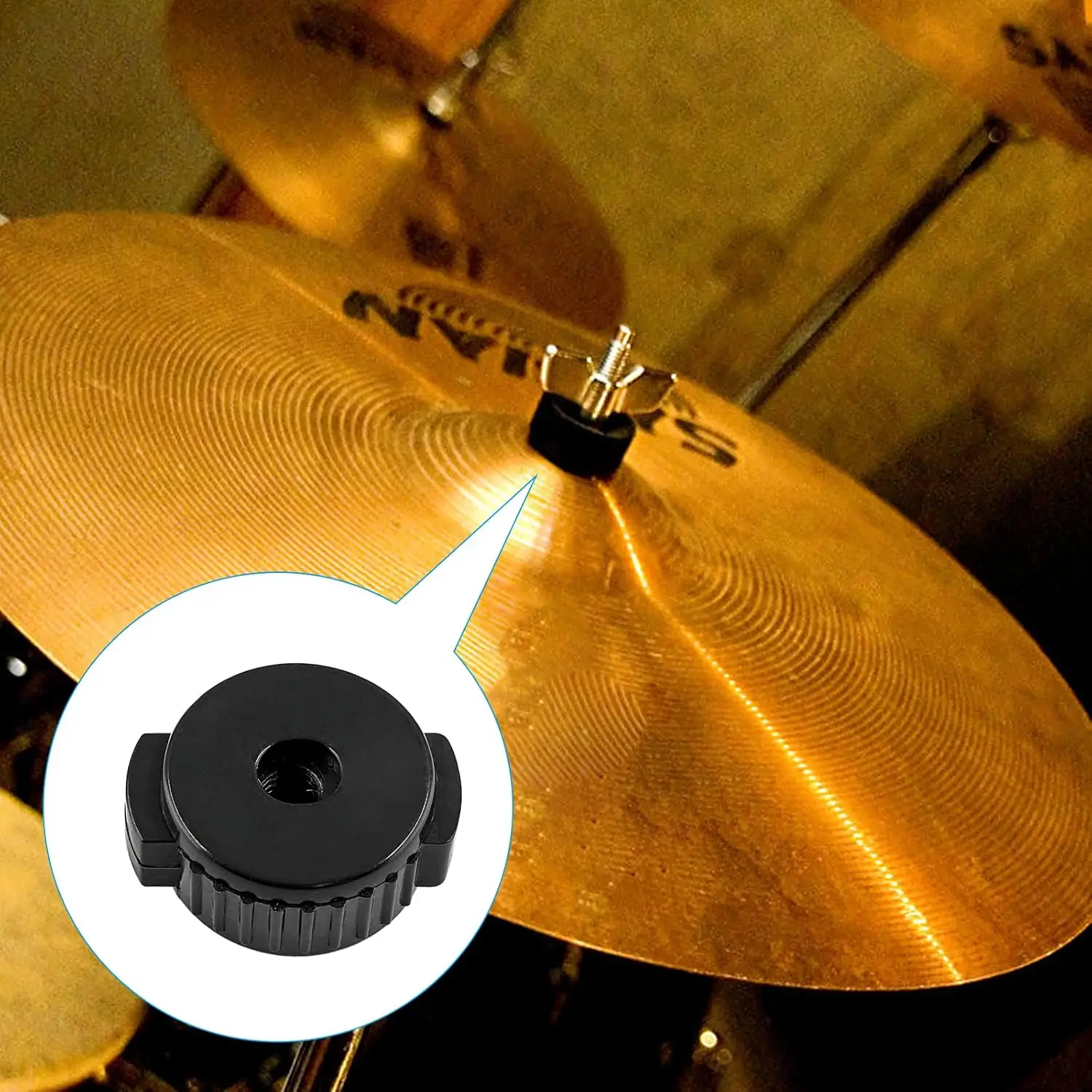 Miwayer 6/12Pcs Quick Release Universal Cymbal Nuts, 8mm Black Plastic Quick-Change Cymbal Toppers for Percussion Accessories