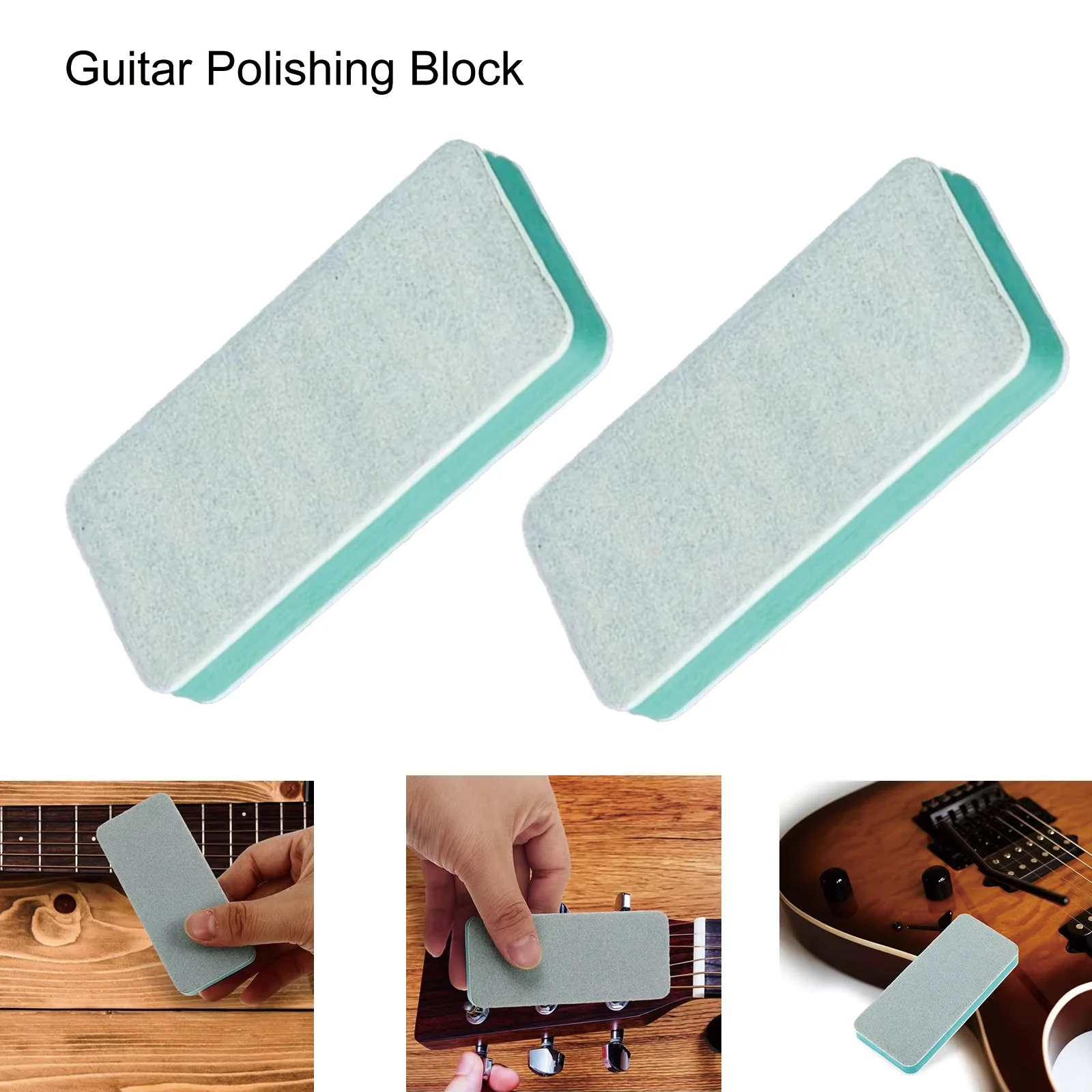 Miwayer 2/4 Pcs Double-Sided 1000 Grit Sanding Block for Guitar Fretboard Polishing Care - Fret Cleaning Tool