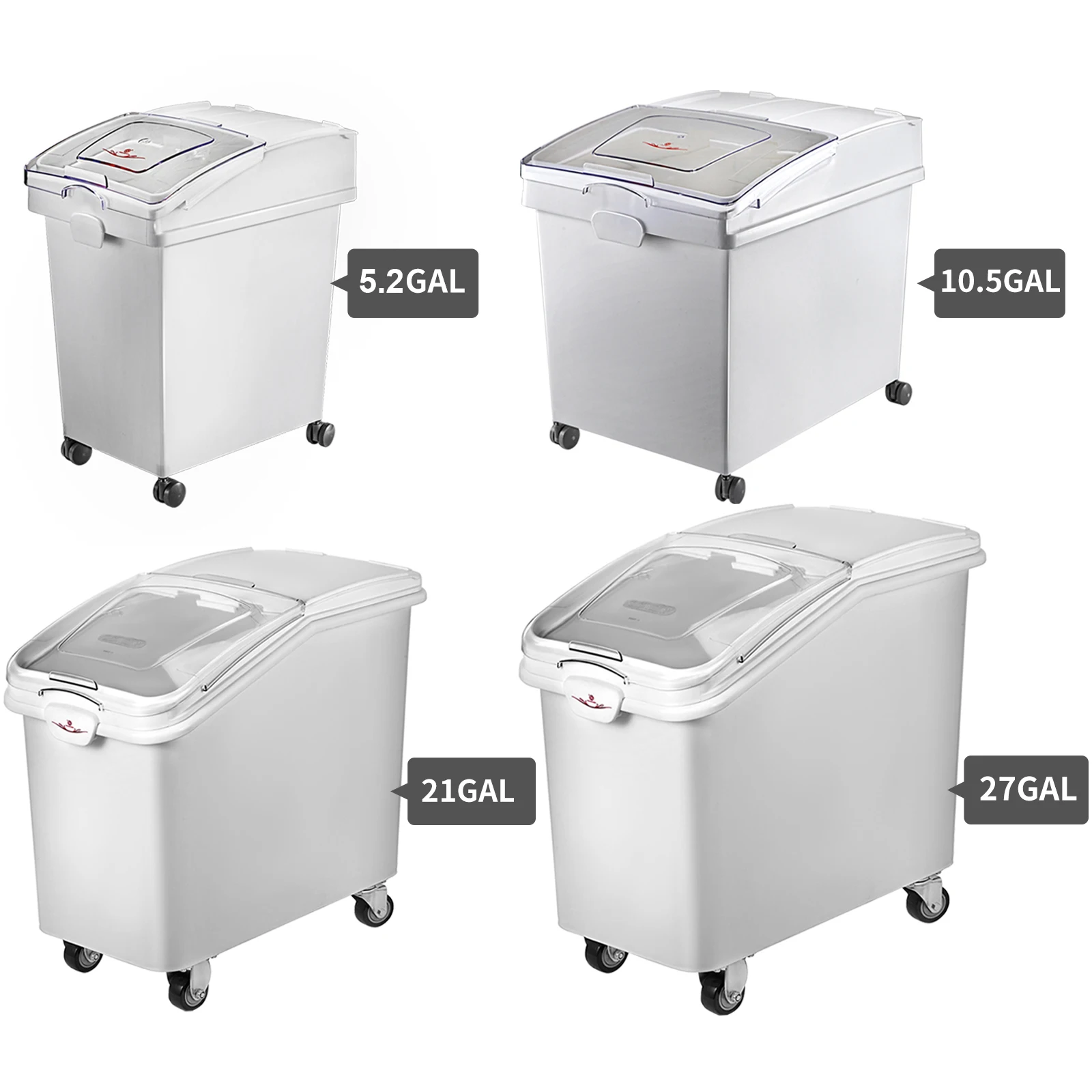 VEVOR 25L Dry Ingredient Storage Bin with Scoop Caster Dustproof Rice Flour Soybeans for Restaurant Kitchen Commercial