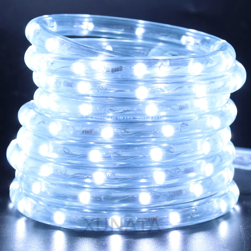 Round Tube Neon Light 220V Clear PVC Rope Lights 36Leds/m Waterproof Commercial Neon Sign Round 2-wire LED Strip Flexible Light