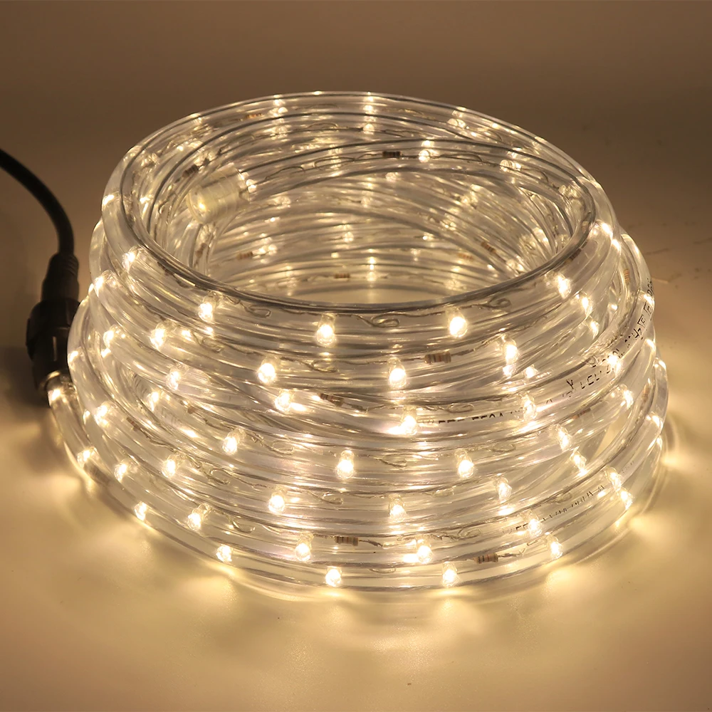Round Tube Neon Light 220V Clear PVC Rope Lights 36Leds/m Waterproof Commercial Neon Sign Round 2-wire LED Strip Flexible Light