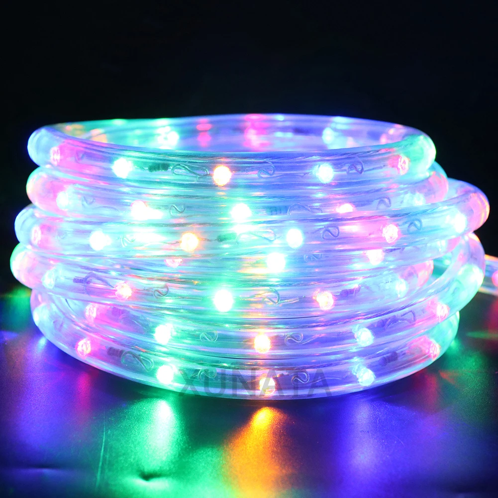 Round Tube Neon Light 220V Clear PVC Rope Lights 36Leds/m Waterproof Commercial Neon Sign Round 2-wire LED Strip Flexible Light