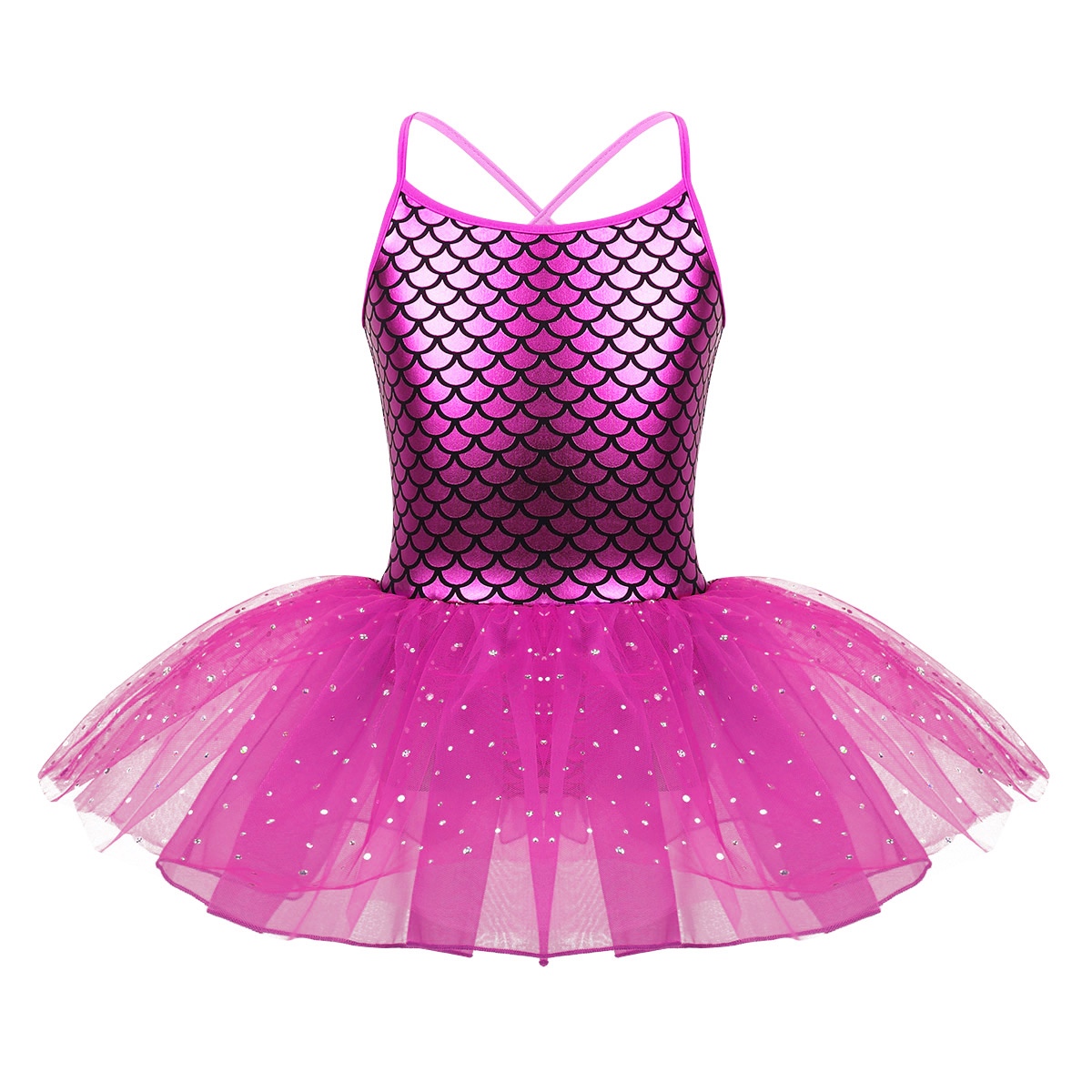 Kids Girls Ballerina Fairy Prom Party Costume Kids Sequined Mermaid Dance Dress Dancewear Gymnastic Leotard Ballet Tutu Dress