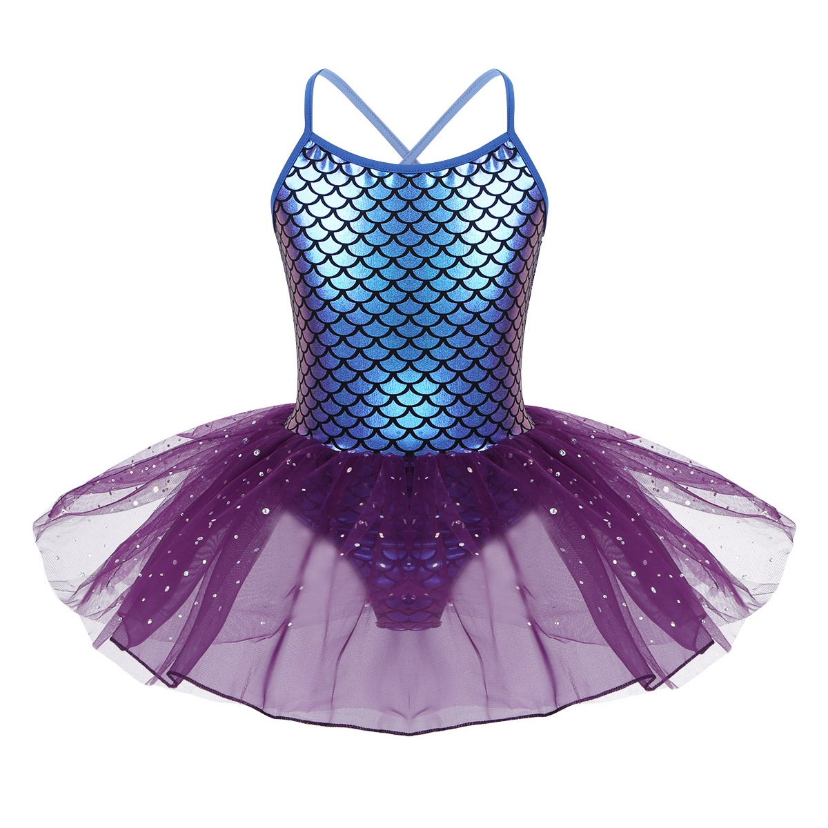 Kids Girls Ballerina Fairy Prom Party Costume Kids Sequined Mermaid Dance Dress Dancewear Gymnastic Leotard Ballet Tutu Dress