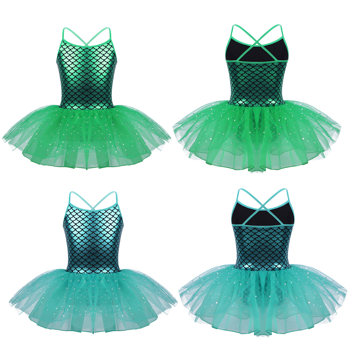 Kids Girls Ballerina Fairy Prom Party Costume Kids Sequined Mermaid Dance Dress Dancewear Gymnastic Leotard Ballet Tutu Dress