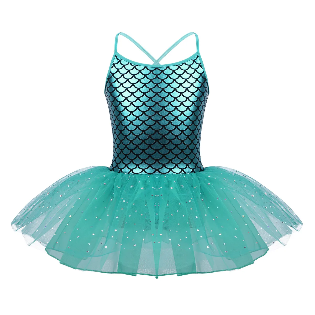 Kids Girls Ballerina Fairy Prom Party Costume Kids Sequined Mermaid Dance Dress Dancewear Gymnastic Leotard Ballet Tutu Dress