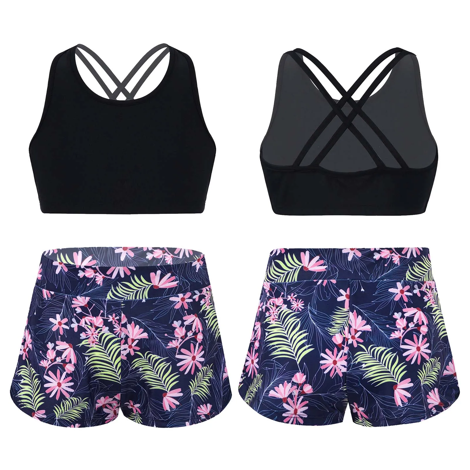 Kid Girls Children Swimsuits Swimwear Outfits Floral Printed Swimwear Swimming Bikini Bathing Suits Beachwear Summer Holiday Set
