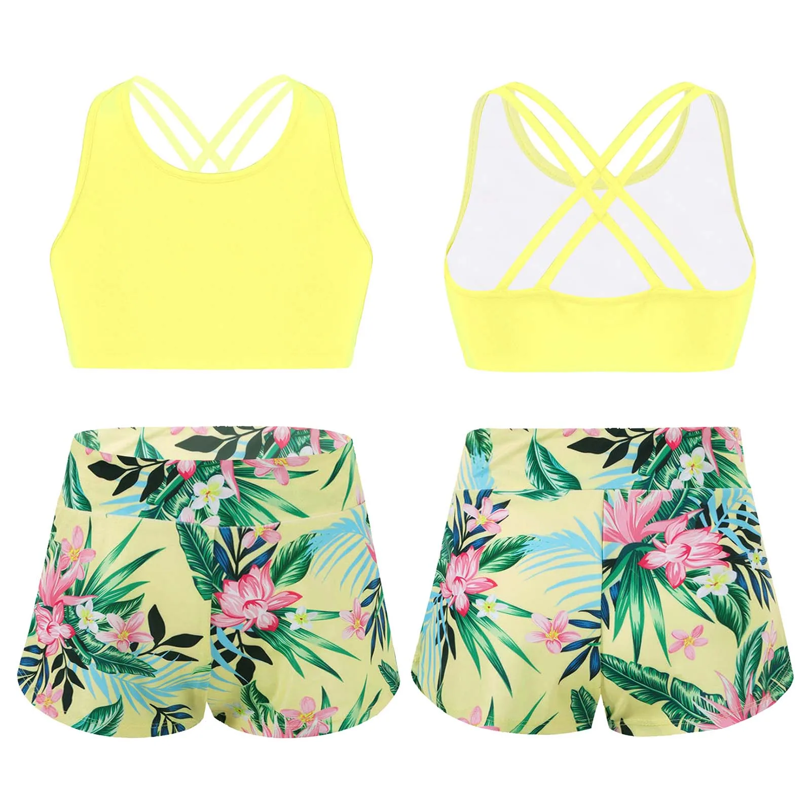 Kid Girls Children Swimsuits Swimwear Outfits Floral Printed Swimwear Swimming Bikini Bathing Suits Beachwear Summer Holiday Set
