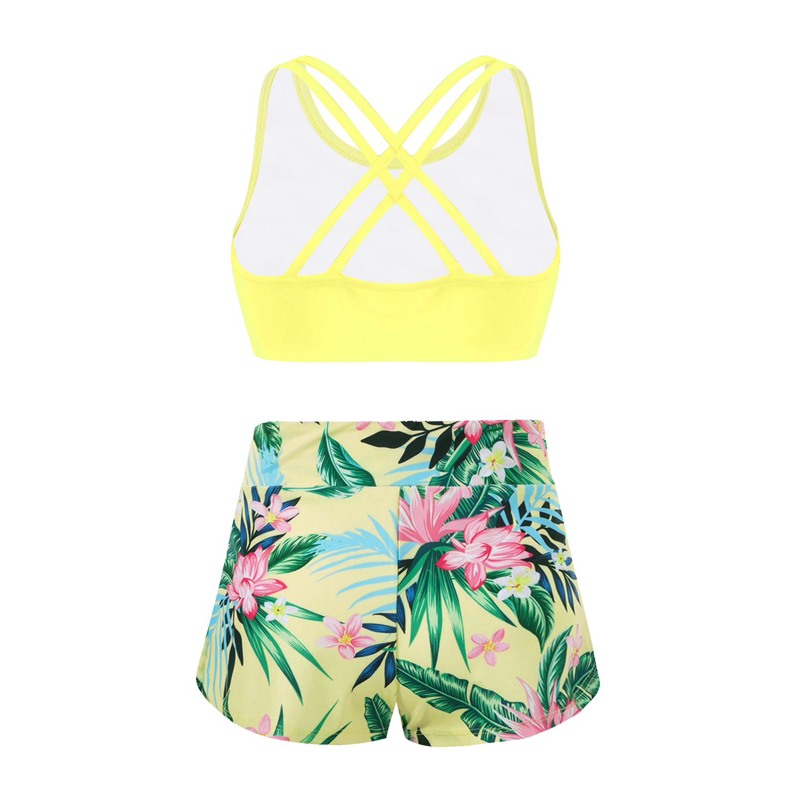 Kid Girls Children Swimsuits Swimwear Outfits Floral Printed Swimwear Swimming Bikini Bathing Suits Beachwear Summer Holiday Set