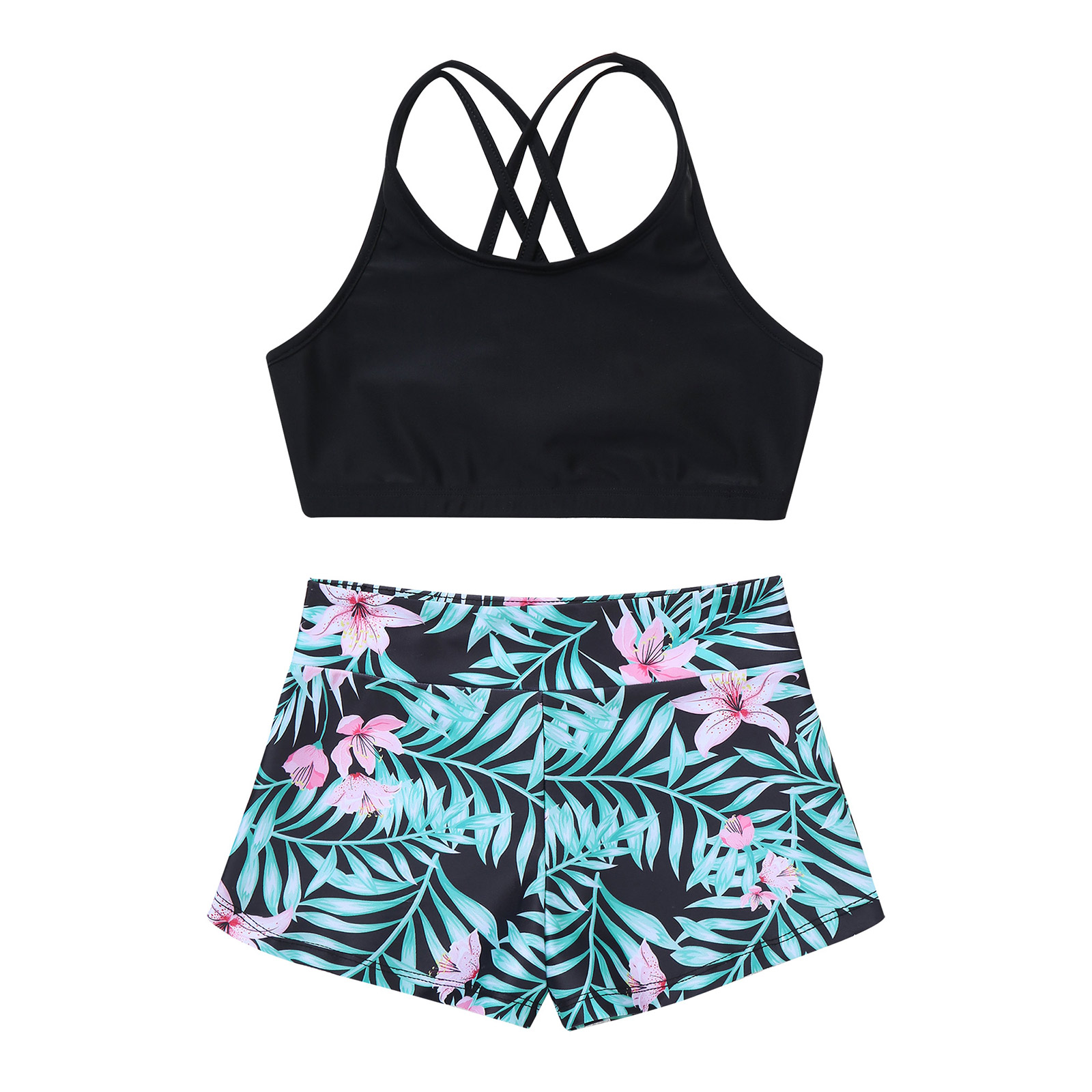 Kid Girls Children Swimsuits Swimwear Outfits Floral Printed Swimwear Swimming Bikini Bathing Suits Beachwear Summer Holiday Set